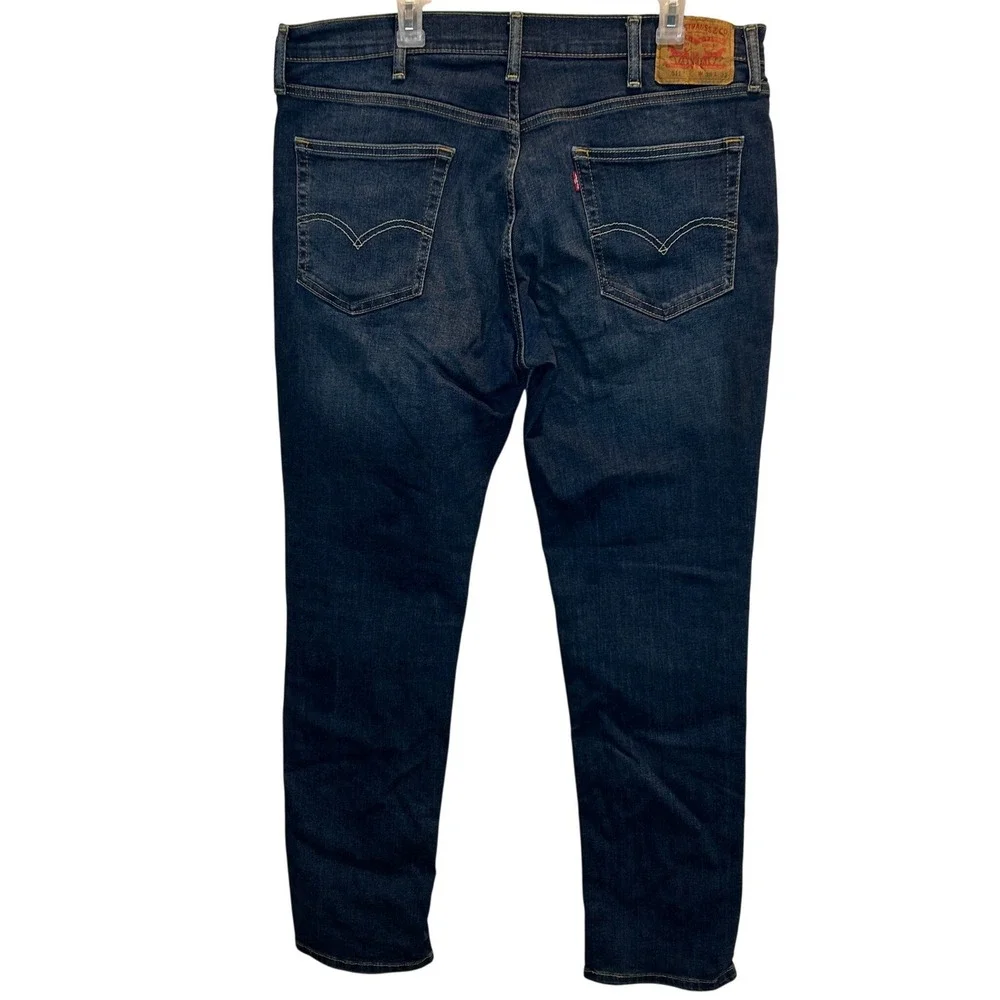 Levi's 511 Slim Fit Jeans Men's 38x32 Dark Wash Indigo Stretch Denim - Picture 3 of 6
